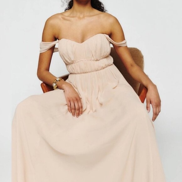 NEW Reformation Jayde Dress Size 8P Prosecco NWT Bridesmaid Maxi - Picture 3 of 10